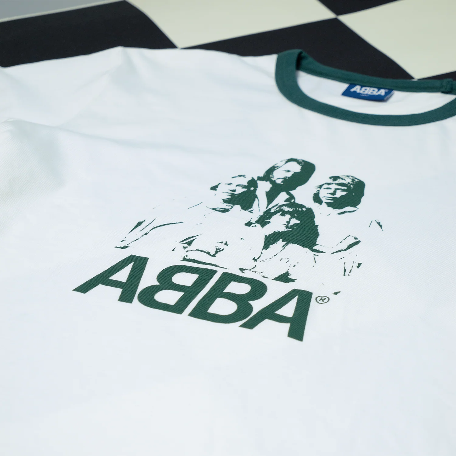 ABBA Ringer T-shirt (Off-White/Green) - Image 2